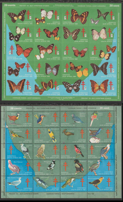 South Africa 2 UMM Full Sheet Christmas Stamp 1969