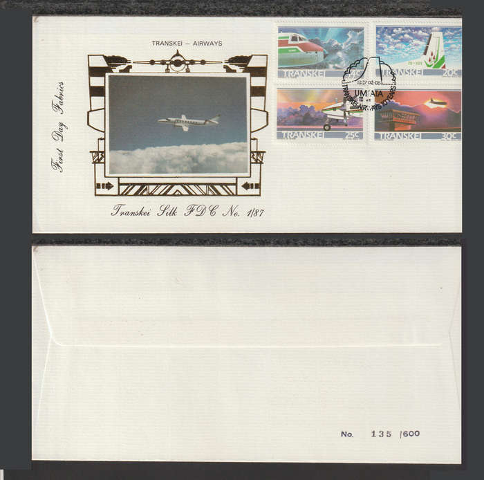 Transkei Silk FDC The 10th Anniversary of Airline Transkei Airways 1987 (135 From 600)