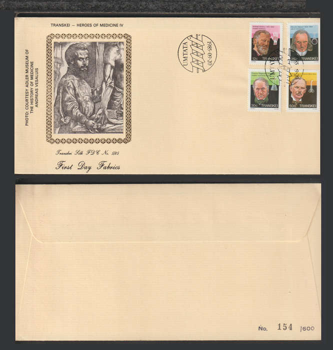 Transkei Silk FDC Famous People of Medicine 1985 (154 From 600)
