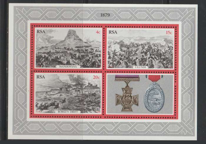 South Africa UMM Mini Sheet he 100th Anniversary of the Zulu War 1979 CV R50+