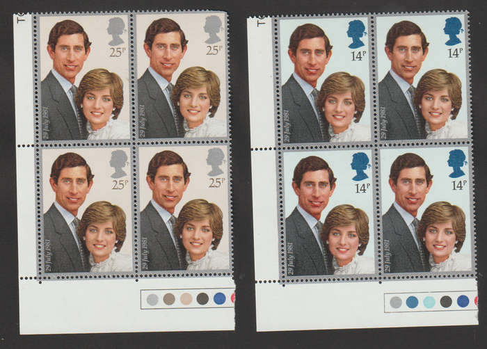 Great Britain Set in UMM Blocks of 4 Wedding of Prince Charles and Lady Diana Spencer 1981