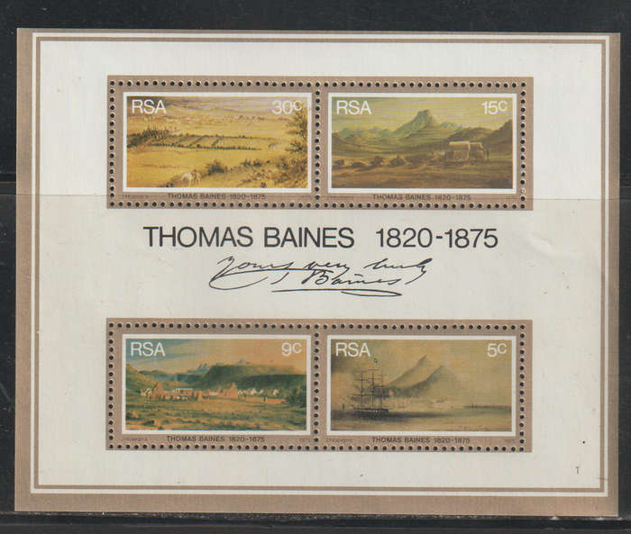 South Africa UMM Minisheet The 100th Anniversary of the Death of Thomas Baines, Painter 1975
