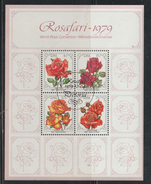 South Africa CTO Minisheet Rosafari 1979 World Rose Convention, Pretoria 1979