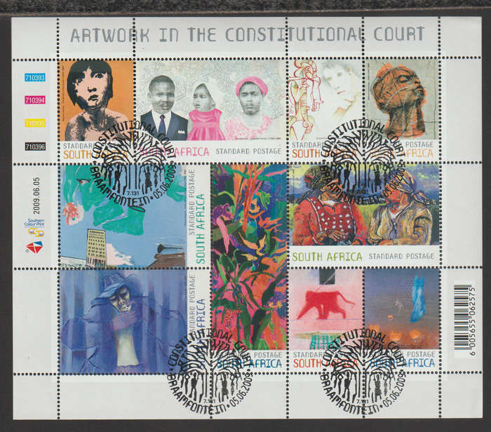 South Africa CTO Minisheet Art in the Constitutional Court 2009