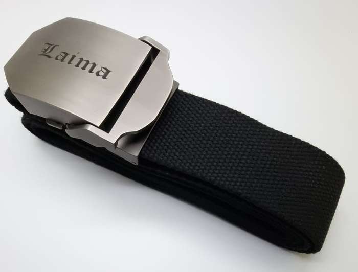 Canvas Belt with Custom Engraved Buckle