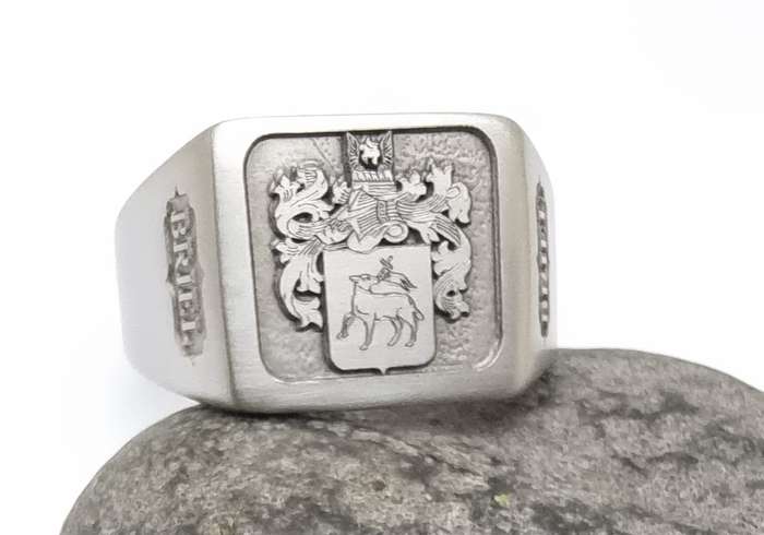 Stainless Steel Custom Engraved Family Crest Rings