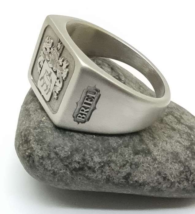 Stainless Steel Custom Engraved Family Crest Rings