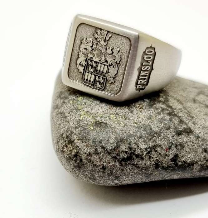 Stainless Steel Custom Engraved Family Crest Rings