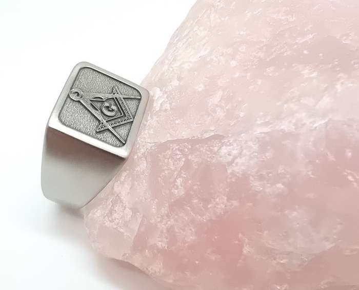 Custom Made Freemason Square and Compass ring