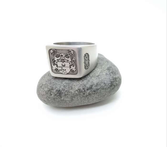 Stainless Steel Custom Engraved Family Crest Rings