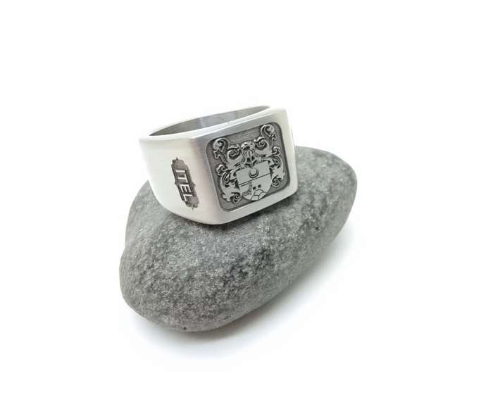 Stainless Steel Custom Engraved Family Crest Rings