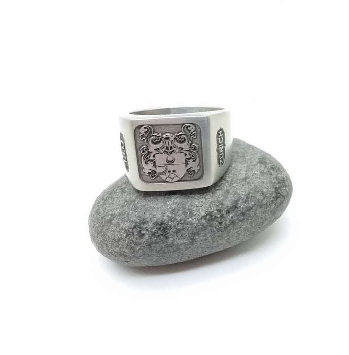 Stainless Steel Custom Engraved Family Crest Rings