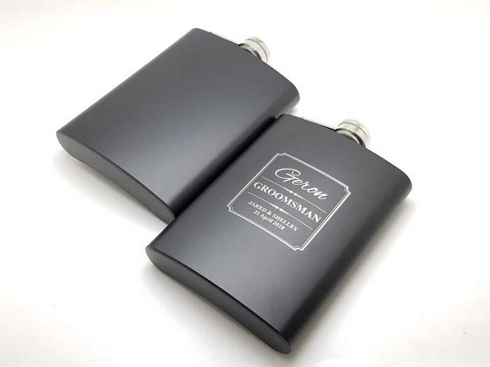 Black Personalised Hip Flasks 8oz (240ml) including engraving