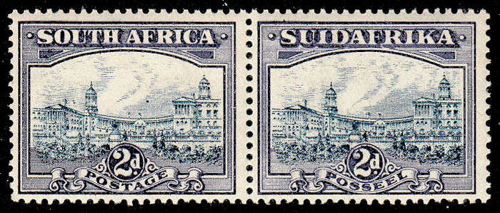 SOUTH AFRICA 1938 ROTOS 2d BLUE AND VIOLET PAIR VERY FINE MNH. SACC 44c. SCARCE
