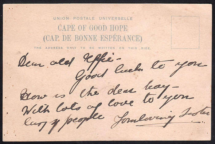 CGH 1902 'WITH COMPLIMENTS OF SOUTH AFRICA' POSTCARD WITH FOUR DIFF VIGNETTES, COMPLIMENTS OF THE SE