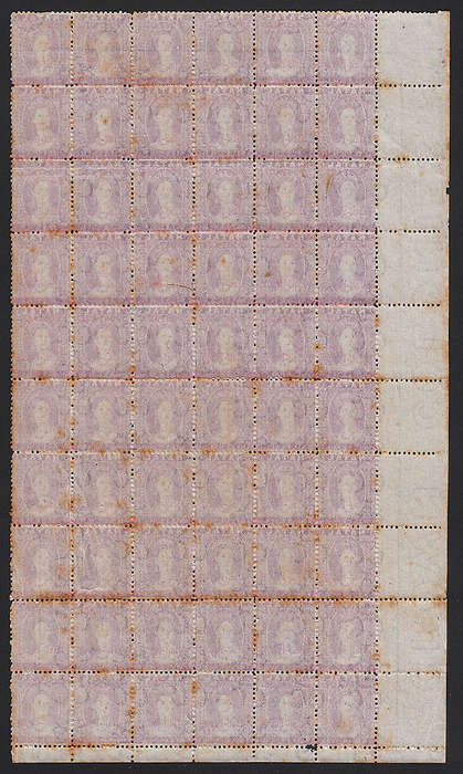 NATAL 1895 SURCHARGES SHEET OF 60 WITH LISTED VAR PLUS ALBUM PAGE WITH 17 SINGLE VARIETIES