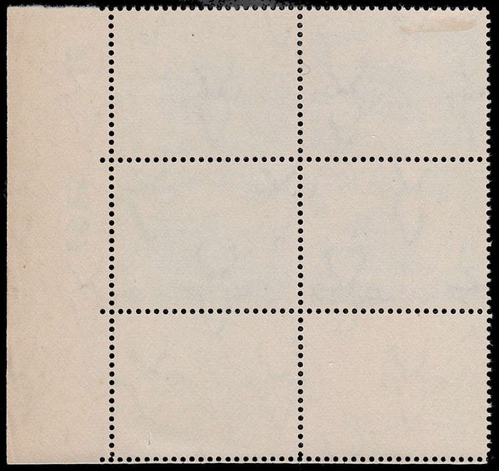 UNION 1947-54 SCREENED PICT 5s BLACK AND PALE BLUE-GREEN CYL 6925-36 RAIN FLAW BLCK LMM/MNH SACC 121