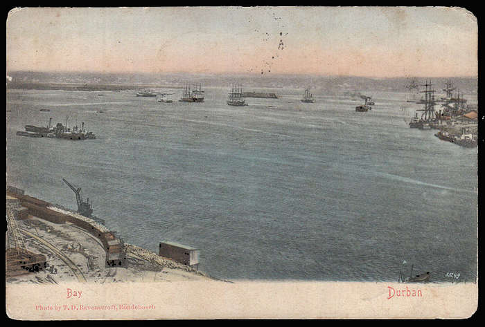 CGH 1906 COMPLETE "BUFFELJAGTS RIVER BRIDGE" POSTMARK ON RE DIRECTED POSTCARD FROM NATAL TO BETHAL