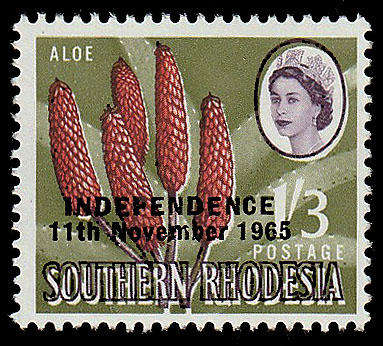 RHODESIA 1966 INDEPENDENCE OVPTS 1s3d WITH UPWARDS SHIFT OF BLACK COLOUR VERY FINE MNH