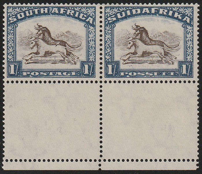 UNION 1930 ROTO'S 1s UPRIGHT WMK MARG PAIR WITH DART IN GNU'S BACK VAR VERY FINE LMM SG 48a £375