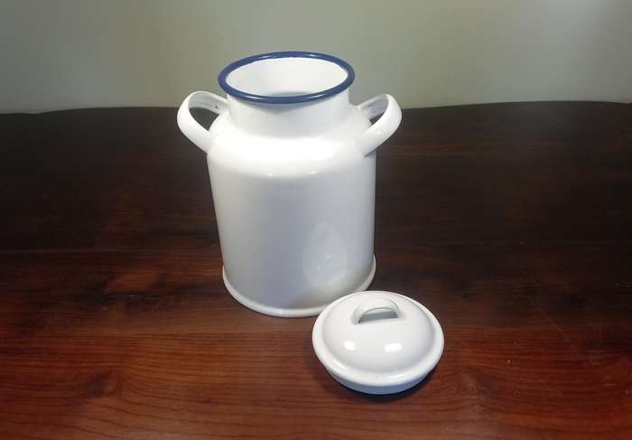 WHITE MILK CAN ENAMELWARE 21CM