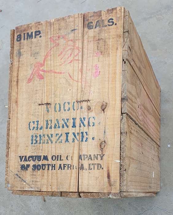 Vintage wooden MOBIL oil crate as per photos