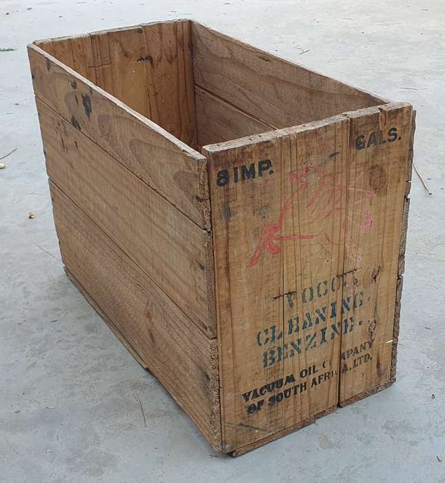 Vintage wooden MOBIL oil crate as per photos