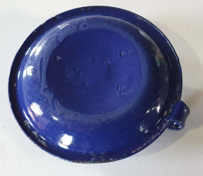 Vintage blue enamel candle holder as per photos