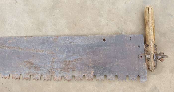 Vintage two man crosscut pull saw as per photos