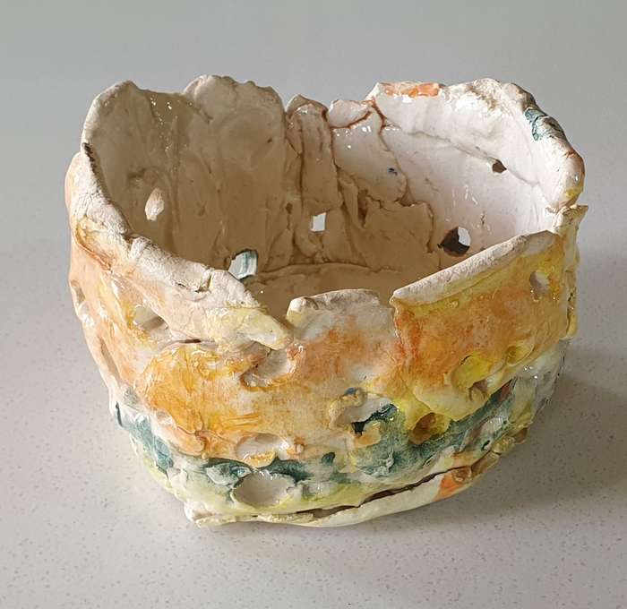 Glazed funky art pottery/clay item by Liza-Ann as per photos