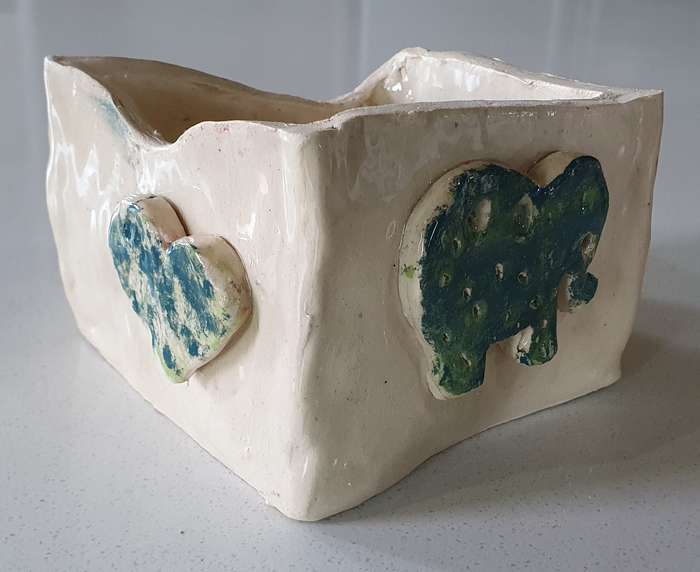Glazed funky art pottery/clay item by Liza-Ann as per photos