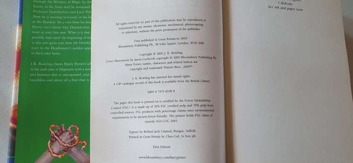 HARRY POTTER and the Half-Blood Prince, hard cover - first edition - by J.K.Rowling