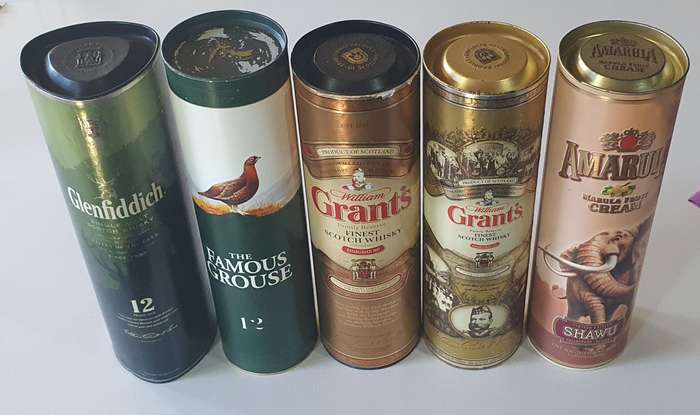 5 Cardboard liquor bottle holders as per photos