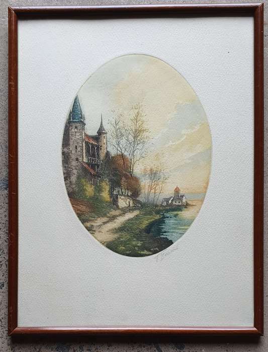 Original framed colour etch as per photos