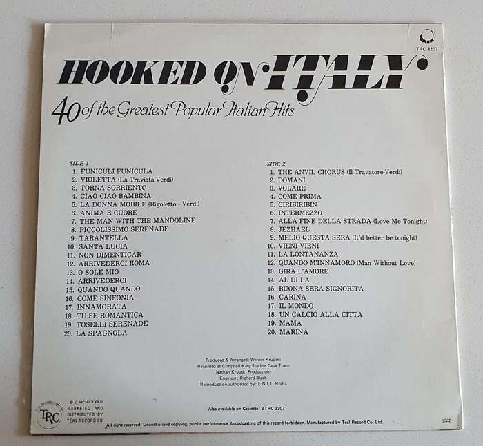 HOOKED ON ITALY - vintage vinyl LP as per photo
