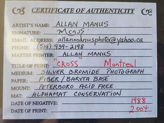 Limited 14/250 silver bromide photograph by ALAN MANUS
