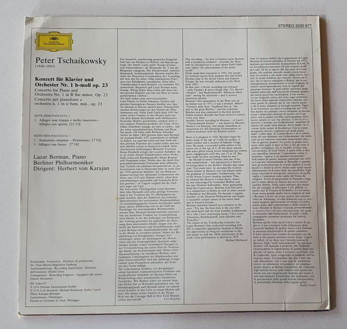 Herbert von Karajan - Lazar Berman, (Tschaikowsky) - vintage vinyl LP as per photo