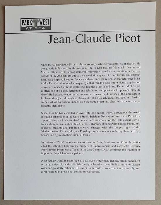 JEAN-CLAUDE PICOT high quality print with certificate as per photos