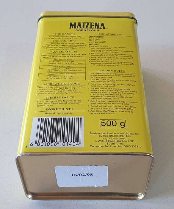 MAIZENA cornflour tin as per photo