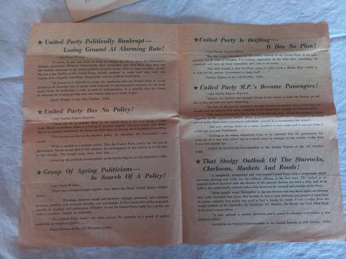3 x Political  - A 4 Pamphlets, from the  NP, 1950s