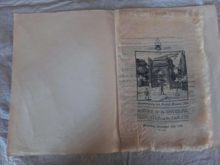 Pietermaritzburg and district memorial arch service for the unveiling and dedication of the tablets