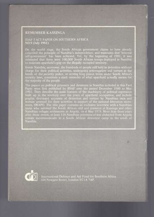 Remember Kassinga, and Other Papers on Political Prisoners and Detainees in Namibia