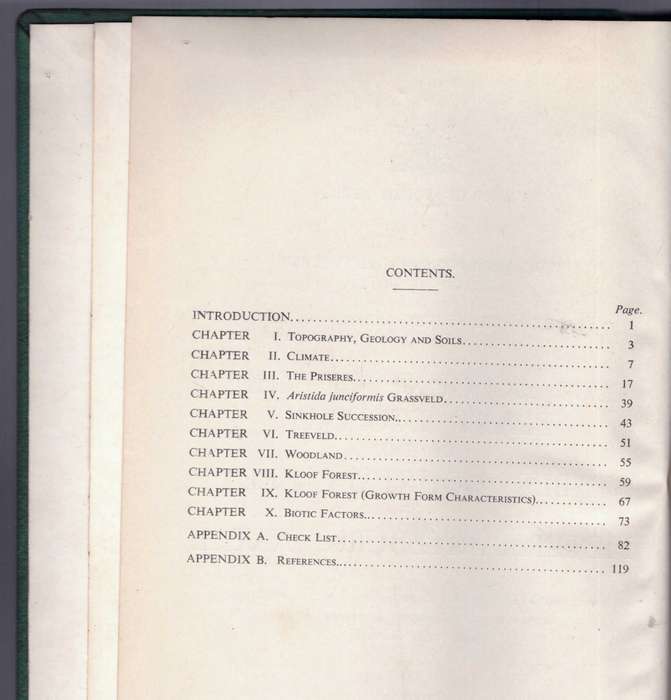 An Account of the Plant Ecology of the Table Mountain Area  of Pietermaritzburg, Natal
