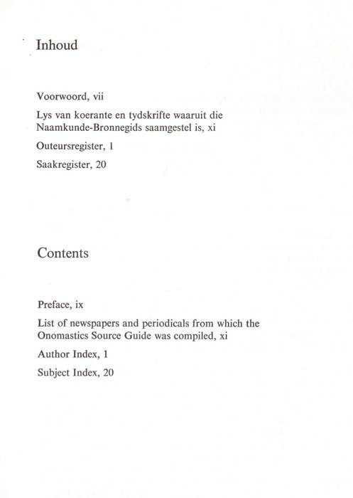 Naamkunde-Bronnegids / Onomastics Source Guide - Part 1, no.2 (P.E. Raper)