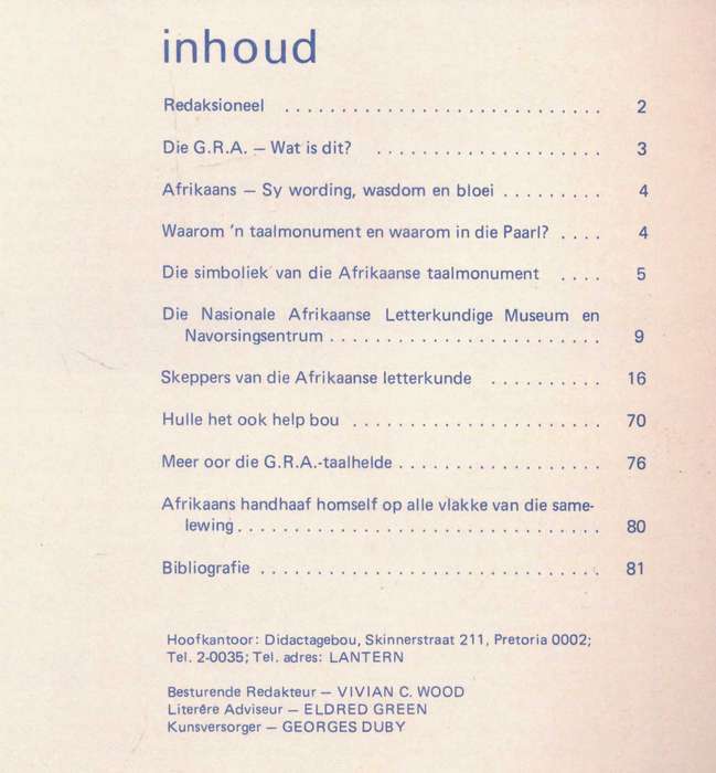 Afrikaans sy wording, wasdom en bloei - Lantern journal, feesnommer