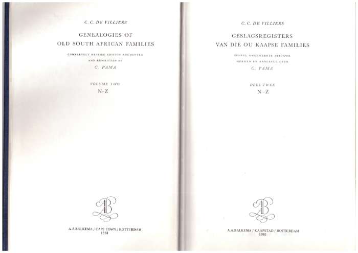 Genealogies of Old South African Families / Geslagsregisters van die Ou Kaapse Families , Vol. 1 & 2