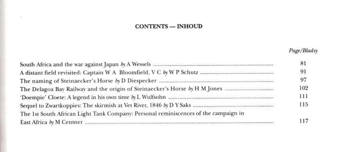 Military History Journal / Krygshistoriese Tydskrif,  Steinaecker's Horse, Delegoa Bay Railway, etc.