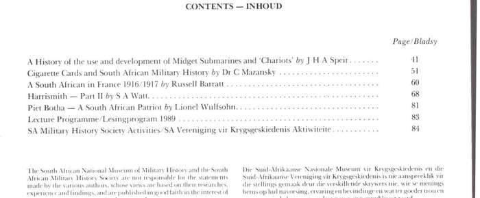 Military History Journal / Krygshistoriese Tydskrif,  Piet Botha, Midget Submarines, etc..