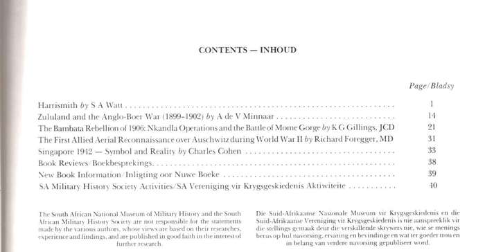 Military History Journal / Krygshistoriese Tydskrif,  Zululand and the Anglo-Boer War, etc..