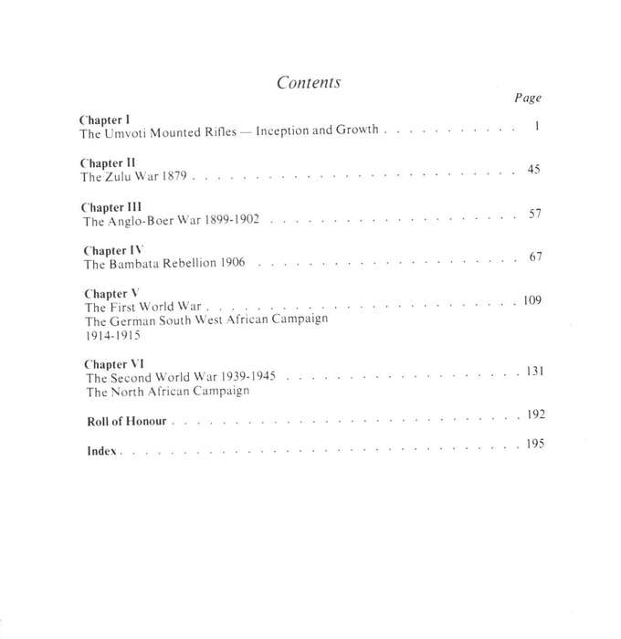 The Umvoti Mounted Rifles 1864-1975